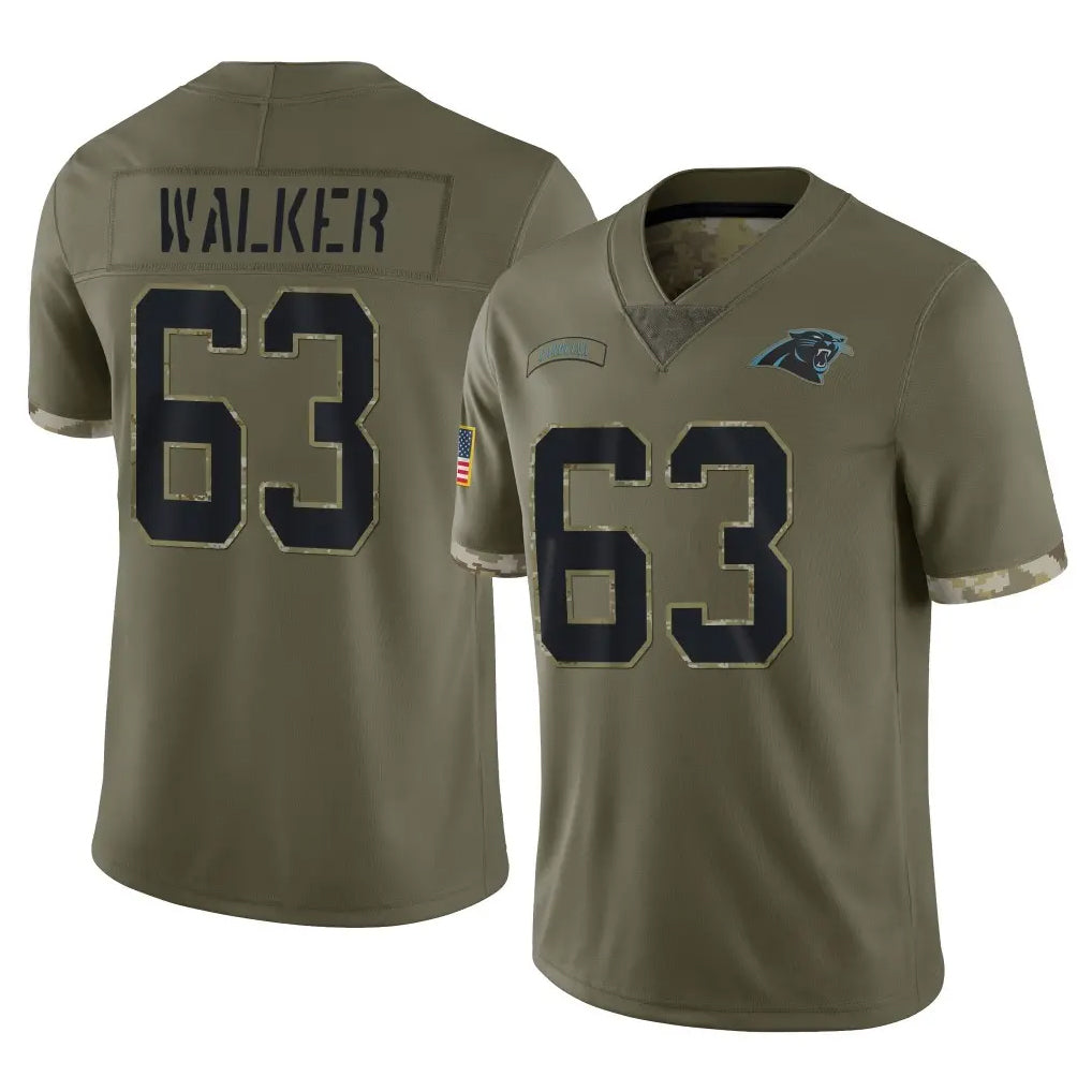 C.Panthers #63 Rasheed Walker Player Olive Salute to Service Game Ldoa Stitched Jerseys