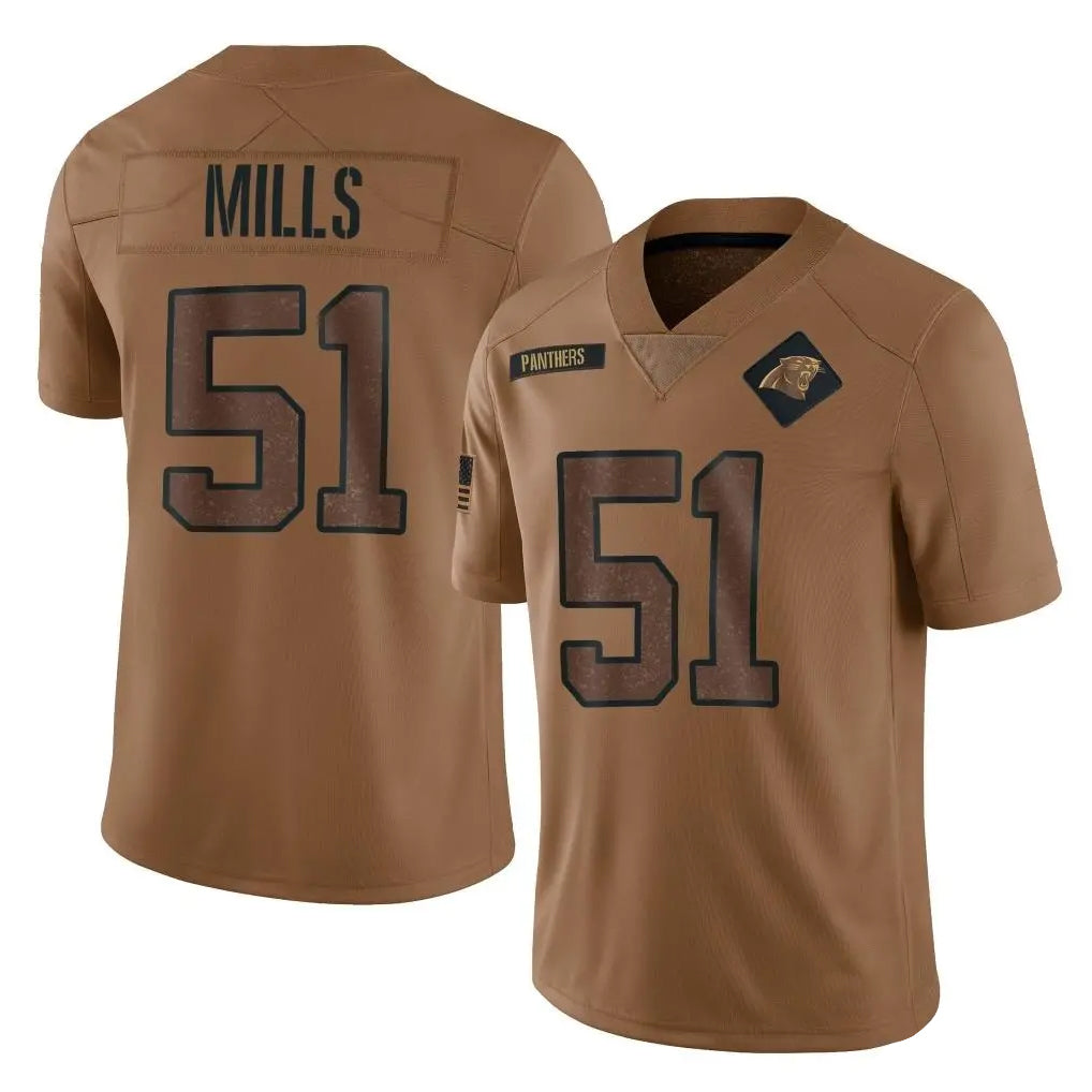 C.Panthers #51 Sam Mills Player Brown Salute to Service Limited Ldoa Stitched Jerseys