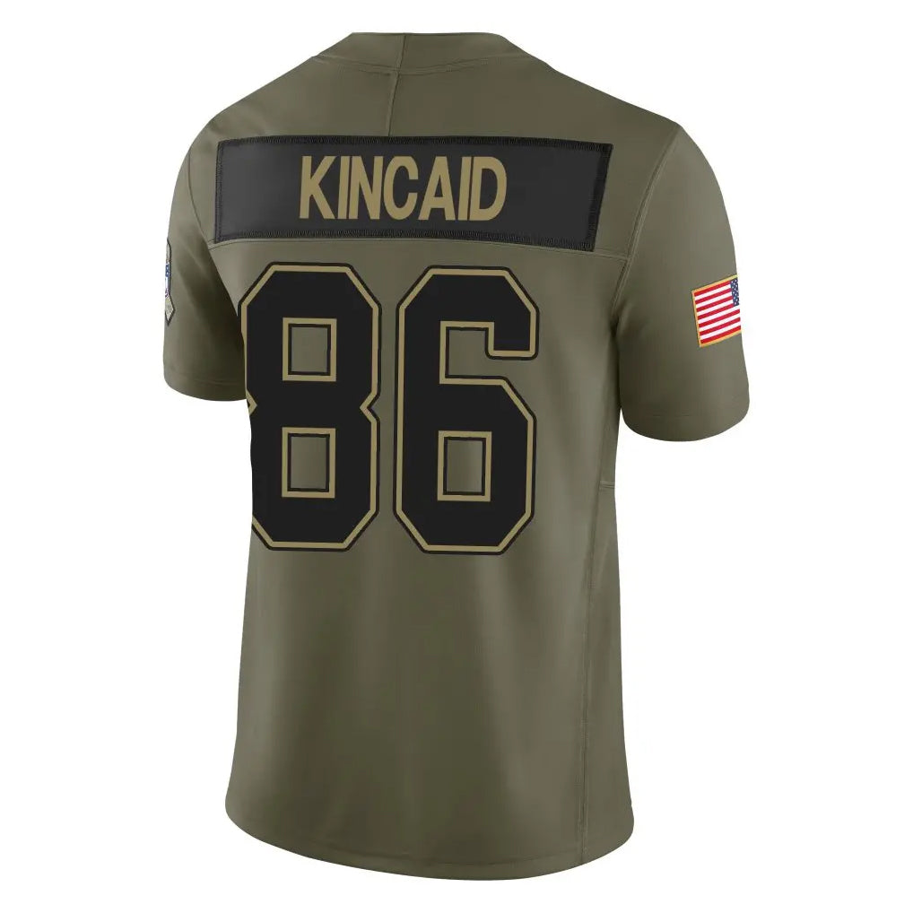 B.Bills #86 Dalton Kincaid Player Olive Salute to Service Limited Home Game Ldoa Stitched Jerseys