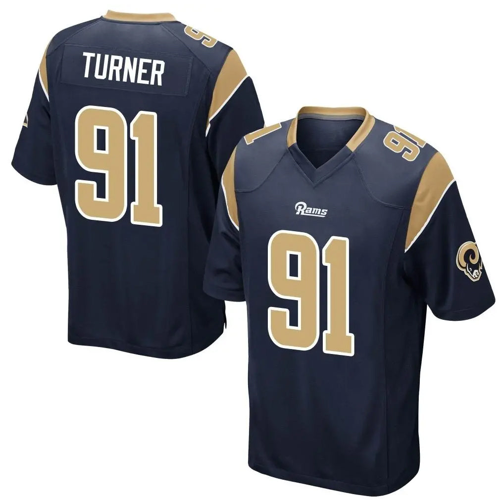 LA.Rams #91 Kobie Turner Player Navy Home Game Ldoa Stitched Jerseys