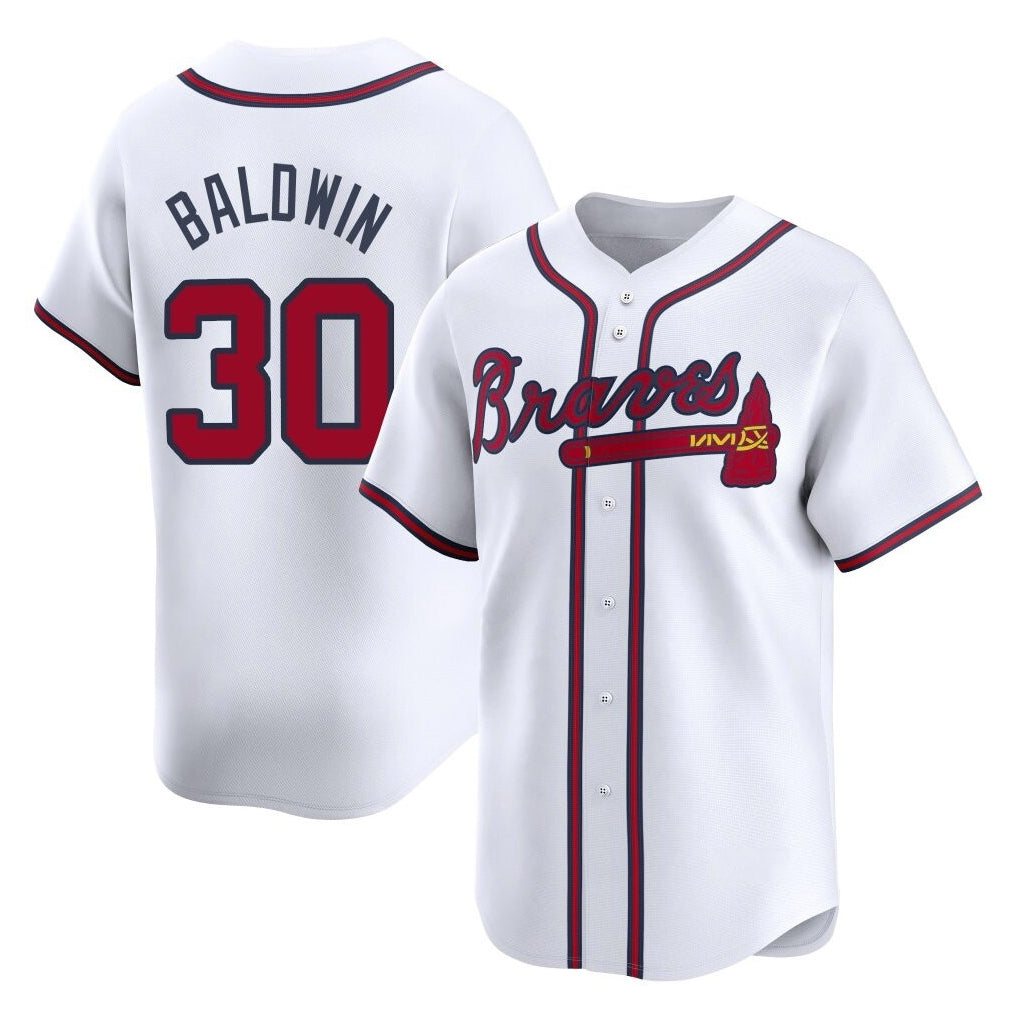A.Braves #30 Drake Baldwin Player White Limited Home Game Ldoa Stitched Jerseys
