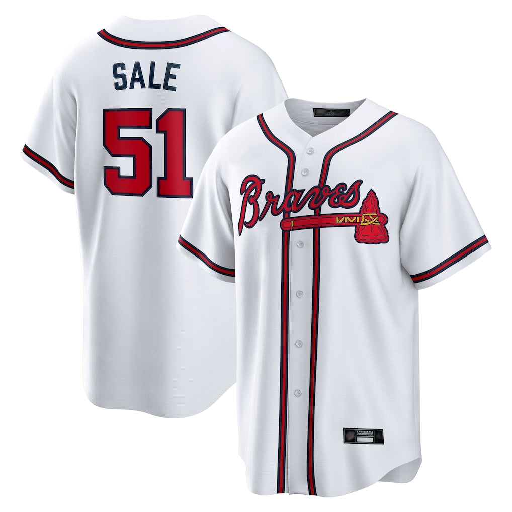 A.Braves #51 Chris Sale Player White Home Game Ldoa Stitched Jerseys
