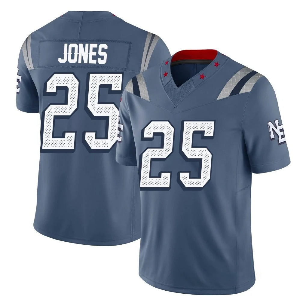 NE.Patriots #25 Marcus Jones Player Blue Limited Rivalries Collection Home Game Ldoa Stitched Jerseys