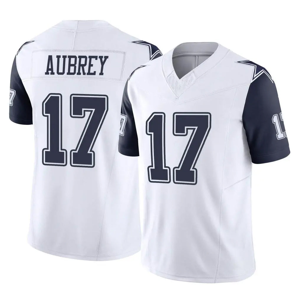 D.Cowboys #17 Brandon Aubrey Player White-Navy Limited Vapor F.U.S.E. Home Game Ldoa Stitched Jerseys