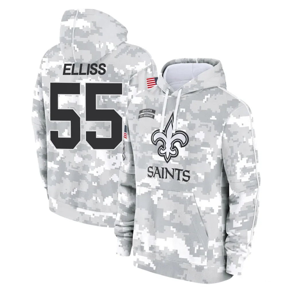 NO.Saints #55 Kaden Elliss Player Arctic Camo Salute to Service Pullover Hoodies Limited Game Ldoa Stitched Jerseys