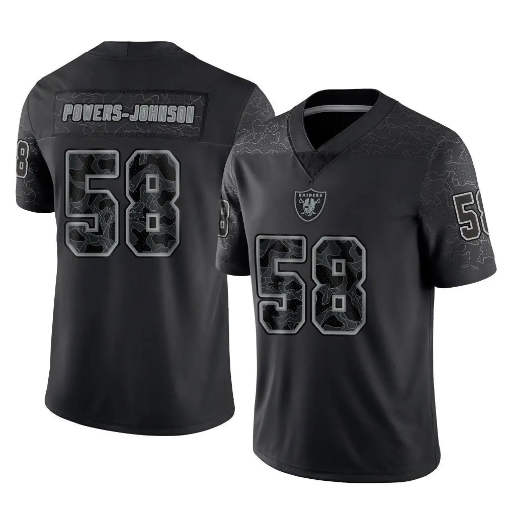 LV.Raiders #58 Jackson Powers-Johnson Player Black Reflective Limited Game Ldoa Stitched Jerseys