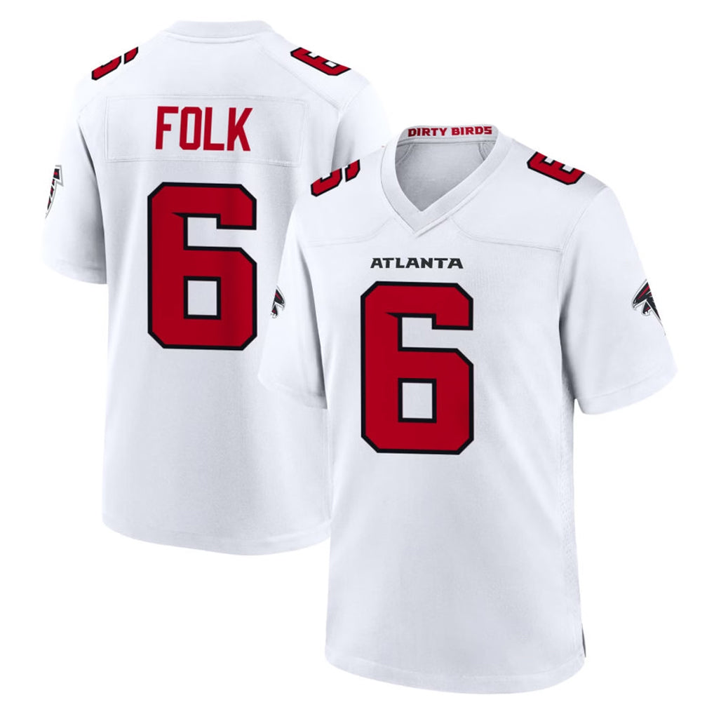 A.Falcons #6 Nick Folk Player White Team Color Home Game Ldoa Stitched Jerseys