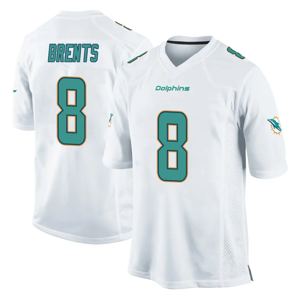 M.Dolphins #8 JuJu Brents Player White Home Game Ldoa Stitched Jerseys