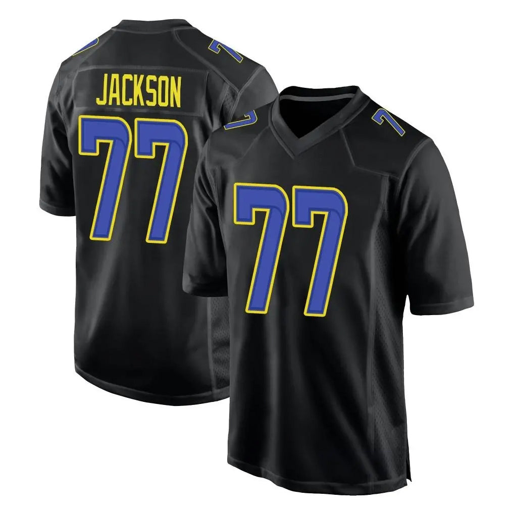 LA.Rams #77 Alaric Jackson Player Black Fashion Limited Home Game Ldoa Stitched Jerseys
