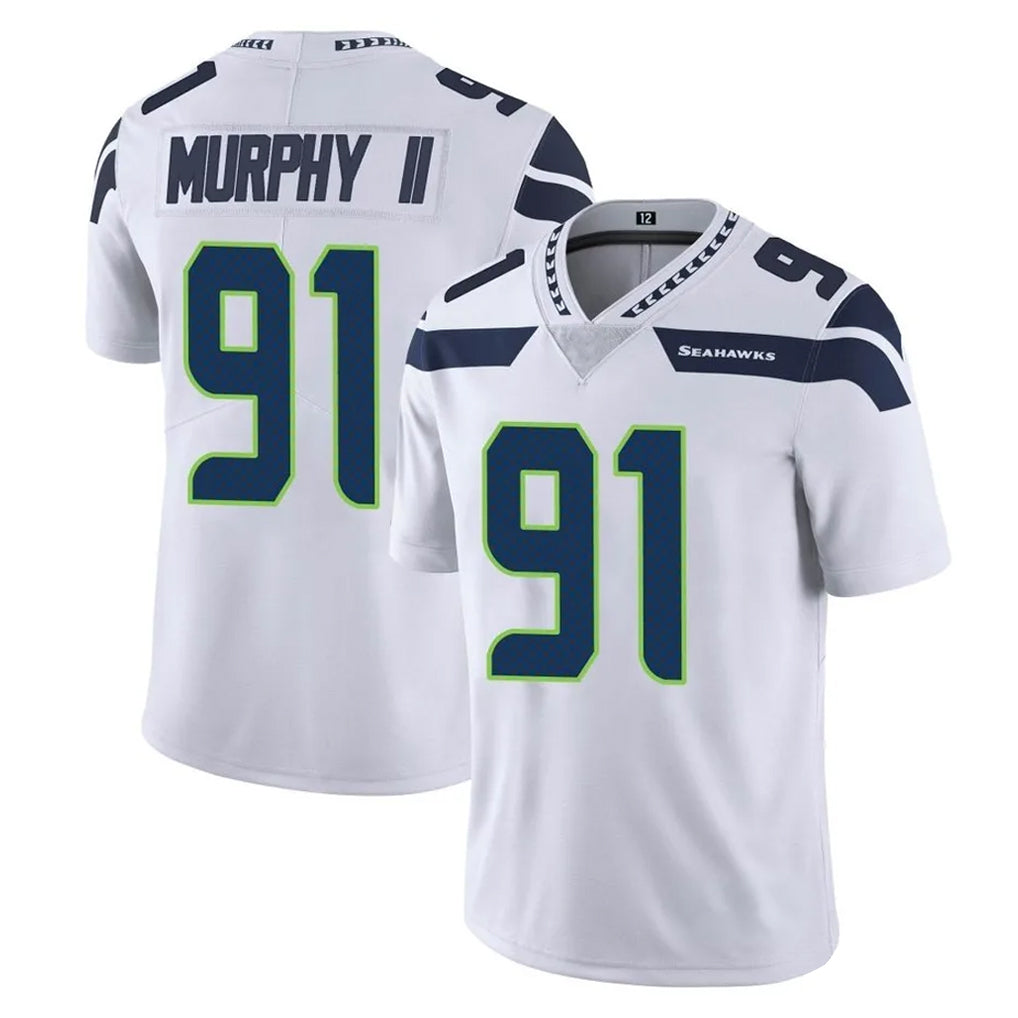 S.Seahawks #91 Byron Murphy II Player White Limited Vapor Untouchable Home Game Ldoa Stitched Jerseys
