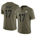 M.Dolphins #17 Trey Moore Player Olive Salute To Service Limited Ldoa Stitched Jerseys