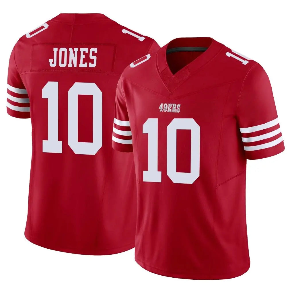 SF.49ers #10 Mac Jones Player Red Limited Vapor F.U.S.E. Home Game Ldoa Stitched Jerseys