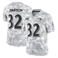 B.Ravens #32 Trenton Simpson Player Arctic Camo Salute to Service Limited Ldoa Stitched Jerseys