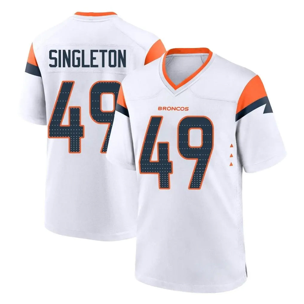 D.Broncos #49 Alex Singleton Player White Home Game Ldoa Stitched Jerseys