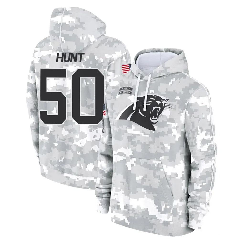 C.Panthers #50 Robert Hunt Player Arctic Camo Salute to Service Pullover Hoodies Limited Game Ldoa Stitched Jerseys