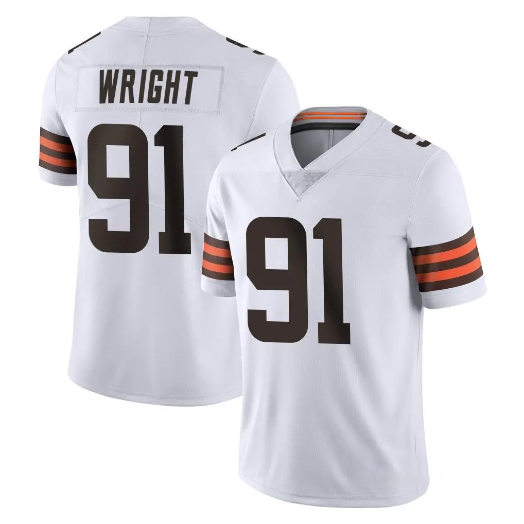 C.Browns #91 Alex Wright Player White Vapor Untouchable Limited Home Game Ldoa Stitched Jerseys
