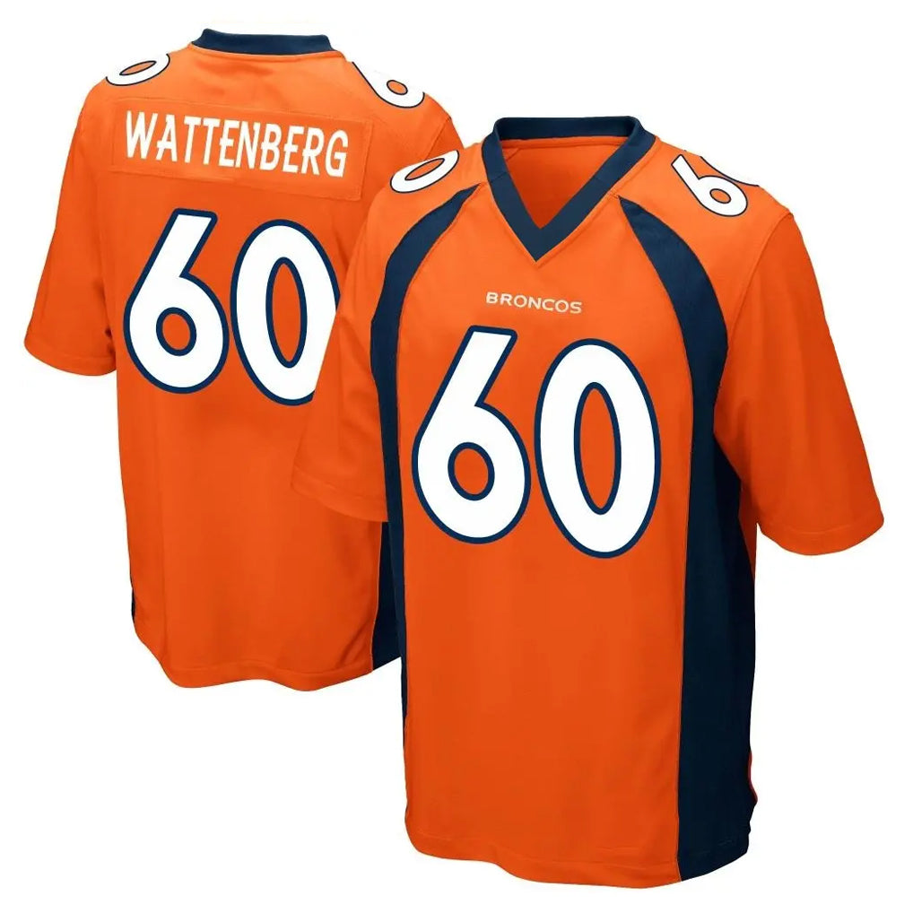 D.Broncos #60 Luke Wattenberg Player Orange Color Home Game Ldoa Stitched Jerseys