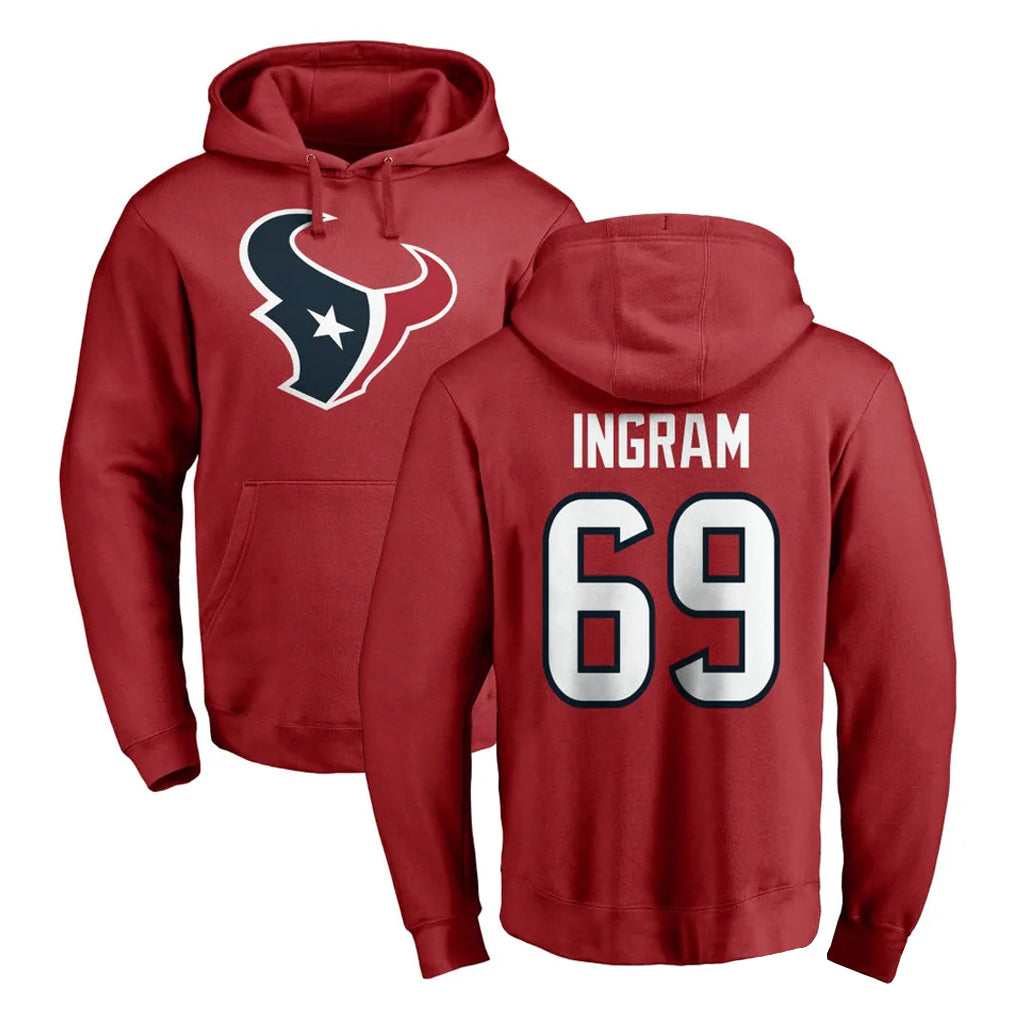 H.Texans #69 Ed Ingram Player Red Pro Line Pullover Hoodie Limited Game Ldoa Stitched Jerseys