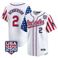 B.Orioles #2 Gunnar Henderson Player White USA 250 Independence Day Vapor Premier Home Game Ldoa Stitched Jerseys