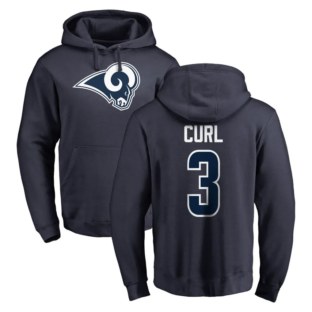 LA.Rams #3 Kam Curl Player Navy Pullover Hoodie Limited Game Ldoa Stitched Jerseys