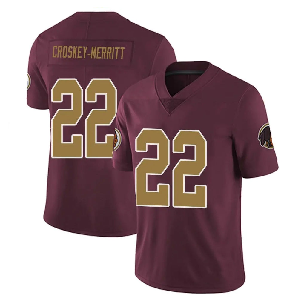 W.Commanders #22 Jacory Croskey-Merritt Player Burgundy Alternate Vapor Untouchable Home Game Ldoa Stitched Jerseys