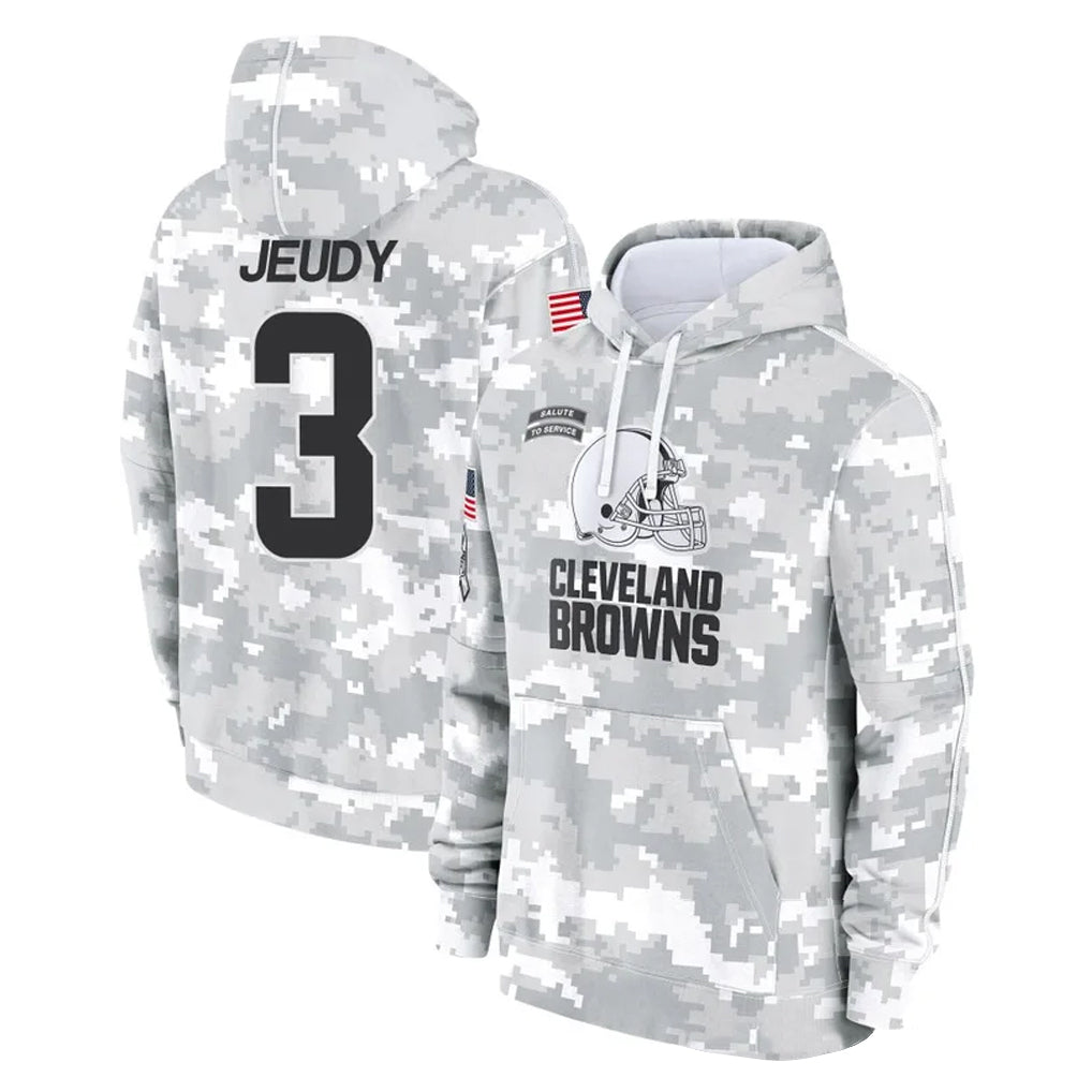 C.Browns #3 Jerry Jeudy Player Arctic Camo Salute to Service Hoodies Limited Game Ldoa Stitched Jerseys