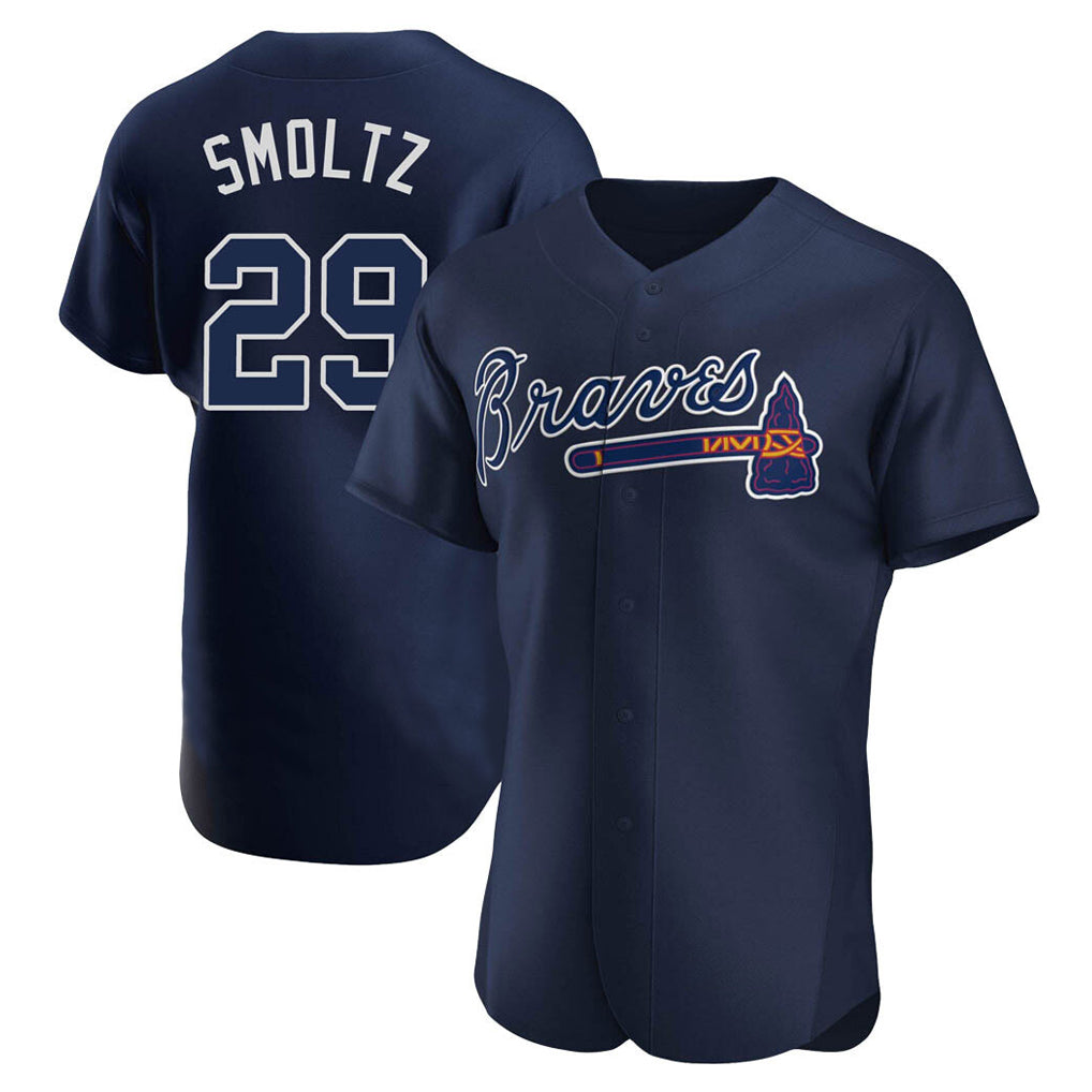A.Braves #29 John Smoltz Player Navy Alternate Limited Elite Home Game Ldoa Stitched Jerseys