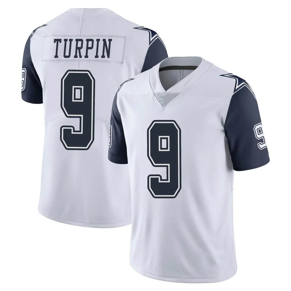 D.Cowboys #9 KaVontae Turpin Player White-Navy Limited Color Rush Vapor Untouchable Home Game Ldoa Stitched Jerseys