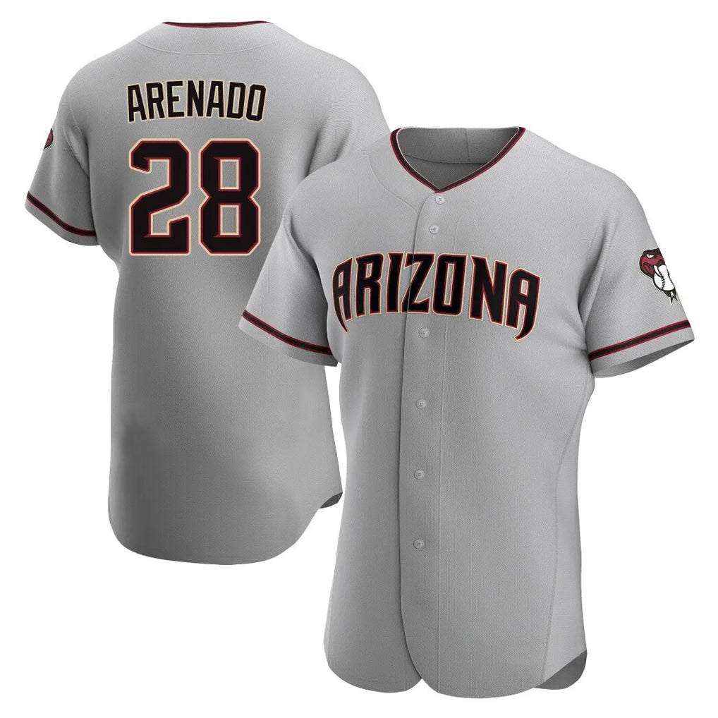 A.Diamondbacks #28 Nolan Arenado Player Gray Road Limited Elite Home Game Ldoa Stitched Jerseys