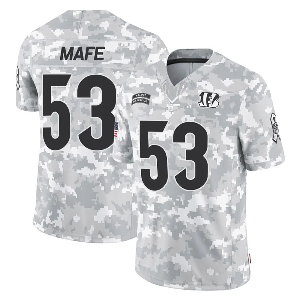 C.Bengals #53 Boye Mafe Player Arctic Camo Salute to Service Limited Ldoa Stitched Jerseys