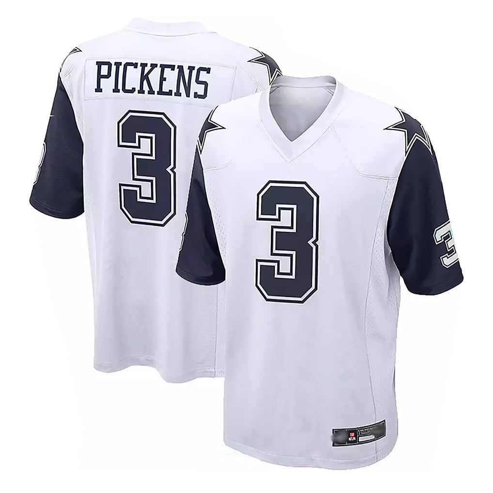 D.Cowboys #3 George Pickens Player White-Navy Home Game Ldoa Stitched Jerseys