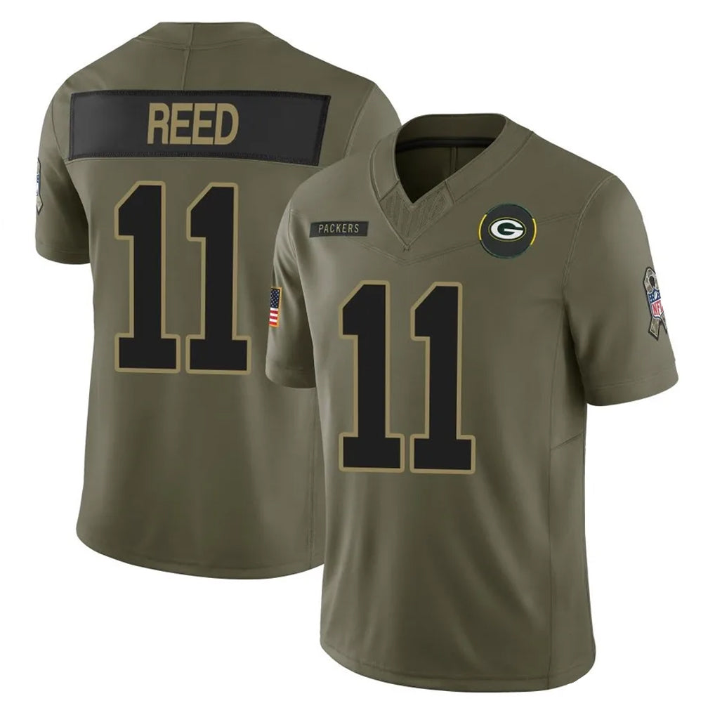 GB.Packers #11 Jayden Reed Player Olive 2025 Salute To Service Limited Home Game Ldoa Stitched Jerseys