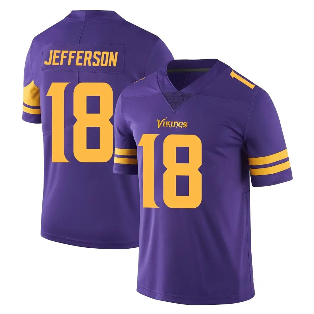 M.Vikings #18 Justin Jefferson Player Purple Limited Color Rush Home Game Ldoa Stitched Jerseys