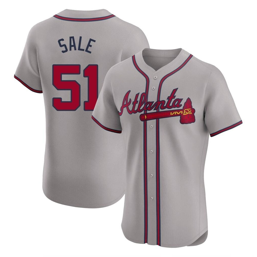 A.Braves #51 Chris Sale Player Gray Limited Elite Home Game Ldoa Stitched Jerseys