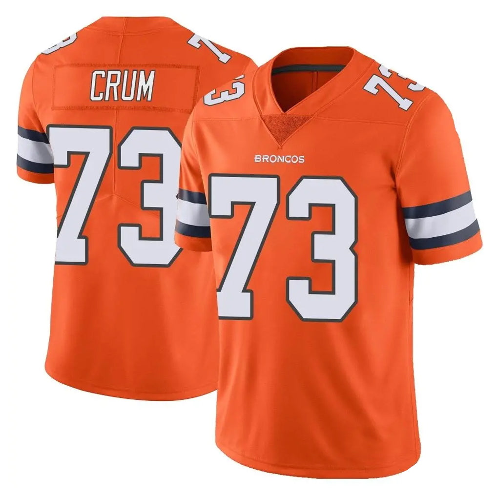 D.Broncos #73 Frank Crum Player Orange Vapor Untouchable Limited Home Game Ldoa Stitched Jerseys