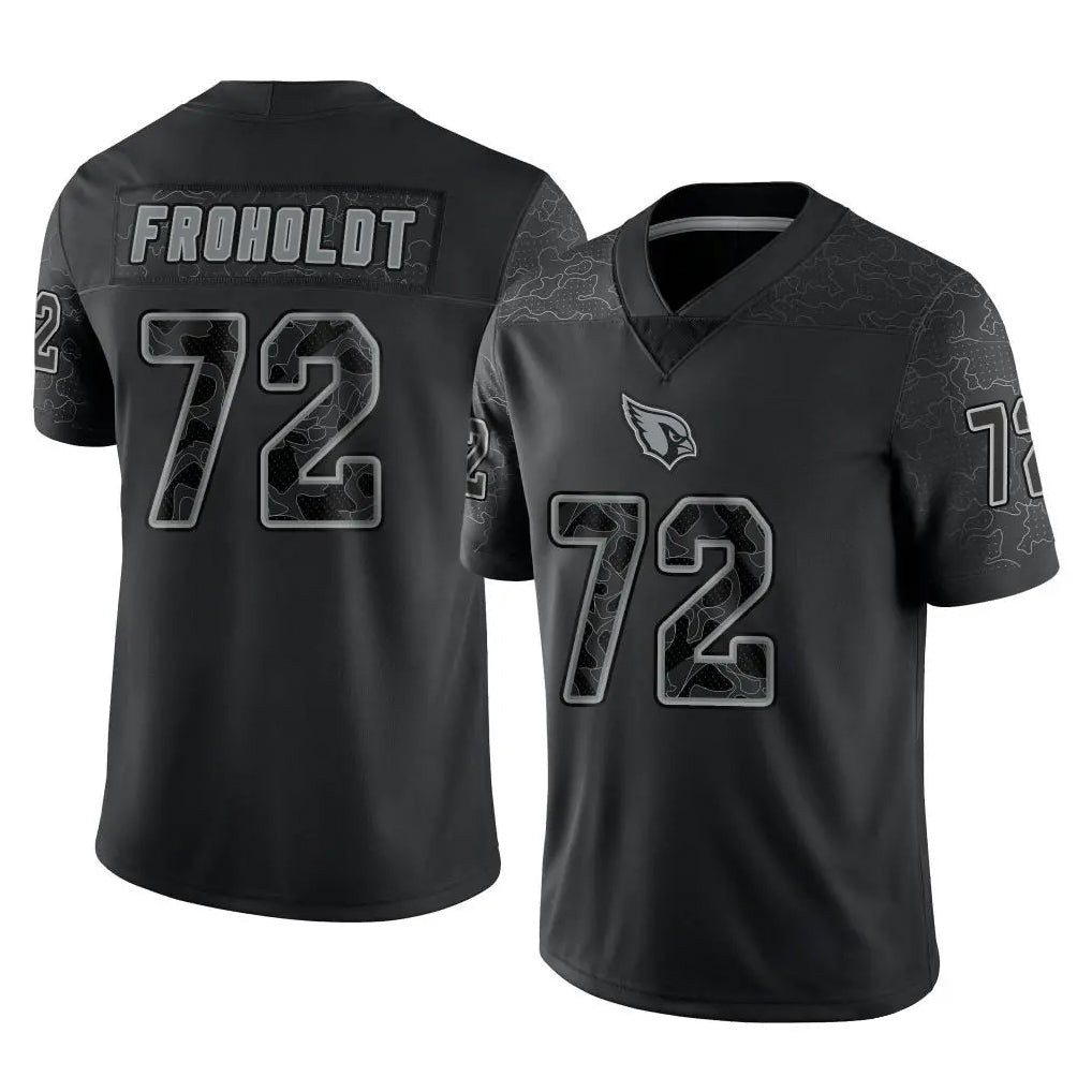 A.Cardinals #72 Hjalte Froholdt Player Black RFLCTV Limited Home Game Ldoa Stitched Jerseys