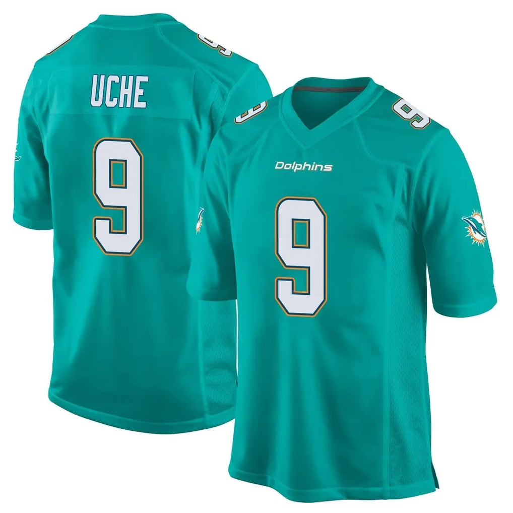 M.Dolphins #9 Joshua Uche Player Aqua Team Color Home Game Ldoa Stitched Jerseys