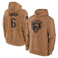C.Bears #6 Kyler Gordon Player Brown Salute to Service Pullover Hoodies Limited Ldoa Stitched Jerseys