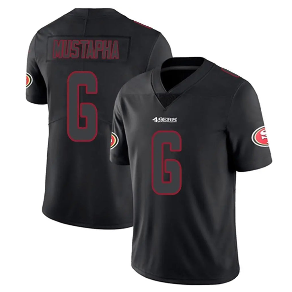 SF.49ers #6 Malik Mustapha Player Black Impact Limited Home Game Ldoa Stitched Jerseys
