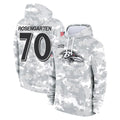 B.Ravens #70 Roger Rosengarten Player Arctic Camo Salute to Service Pullover Hoodie Ldoa Stitched Jerseys