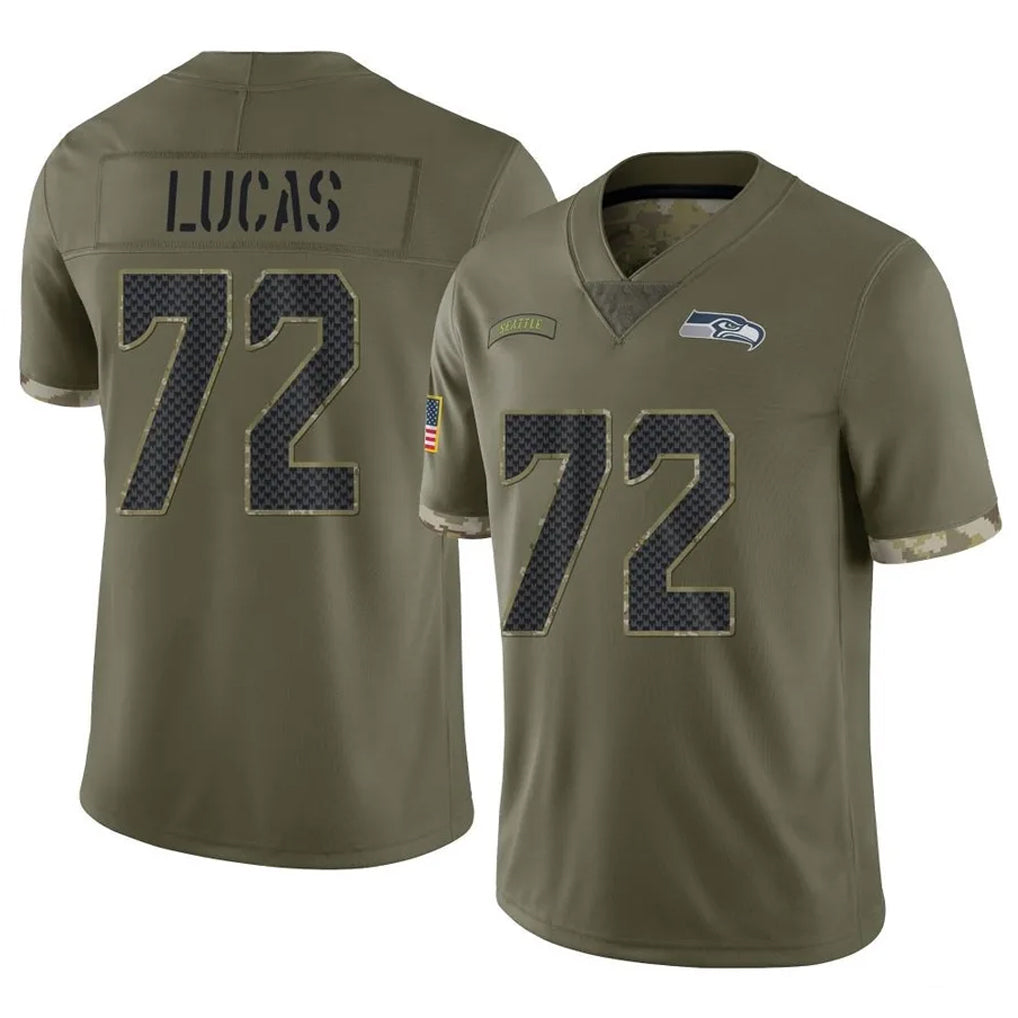 S.Seahawks #72 Abraham Lucas Player Olive Limited Salute To Service Home Game Ldoa Stitched Jerseys