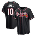 A.Braves #10 Chipper Jones Player Black Fashion Out Game Ldoa Stitched Jerseys