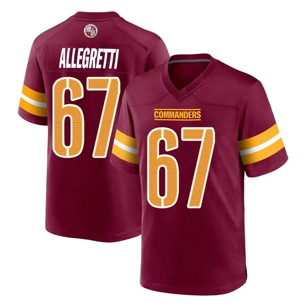 W.Commanders #67 Nick Allegretti Player Burgundy Home Game Ldoa Stitched Jerseys