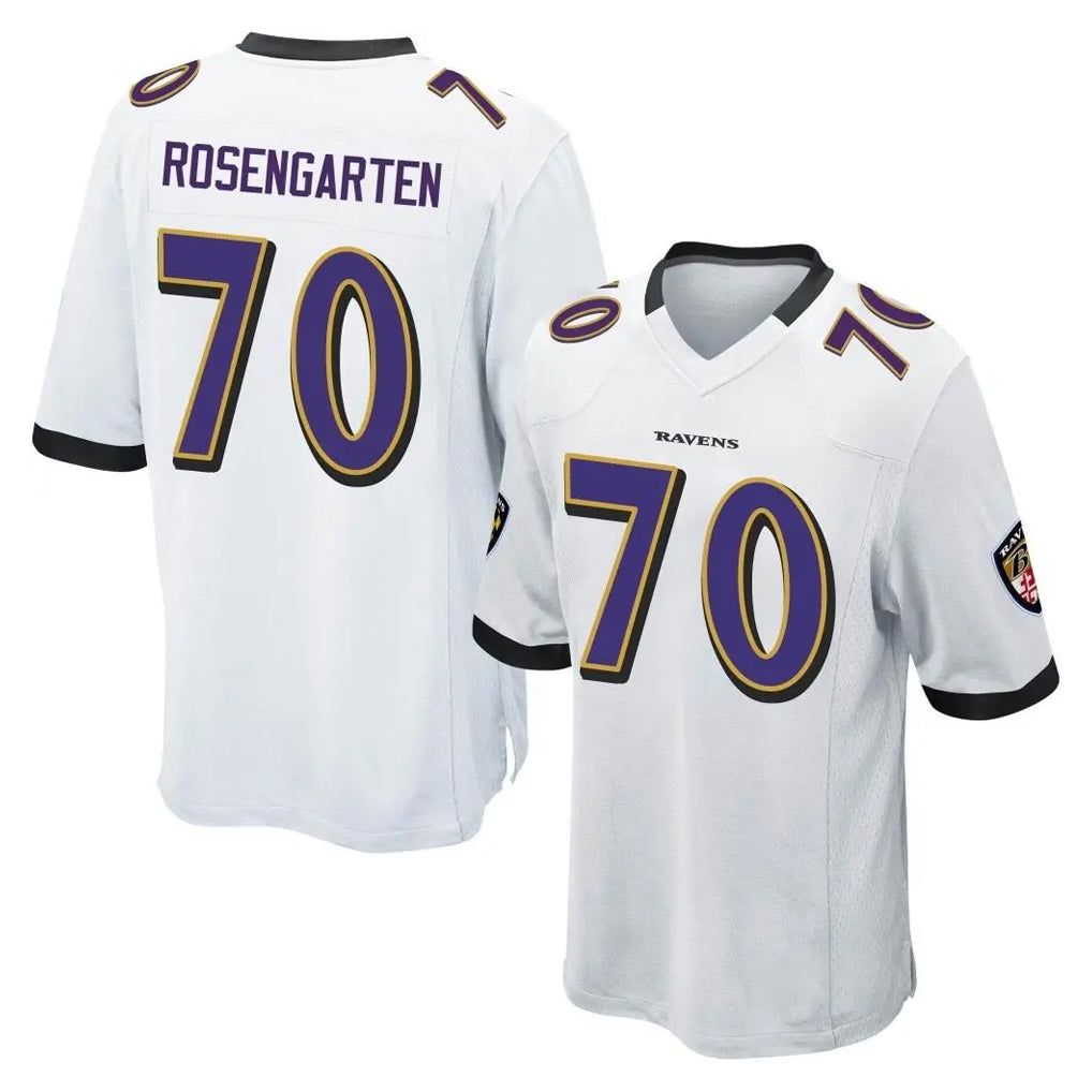 B.Ravens #70 Roger Rosengarten Player White Alternate Home Game Ldoa Stitched Jerseys