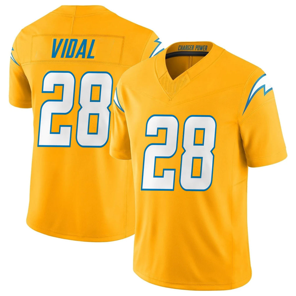 LA.Chargers #28 Kimani Vidal Player Gold Limited Vapor F.U.S.E. Home Game Ldoa Stitched Jerseys