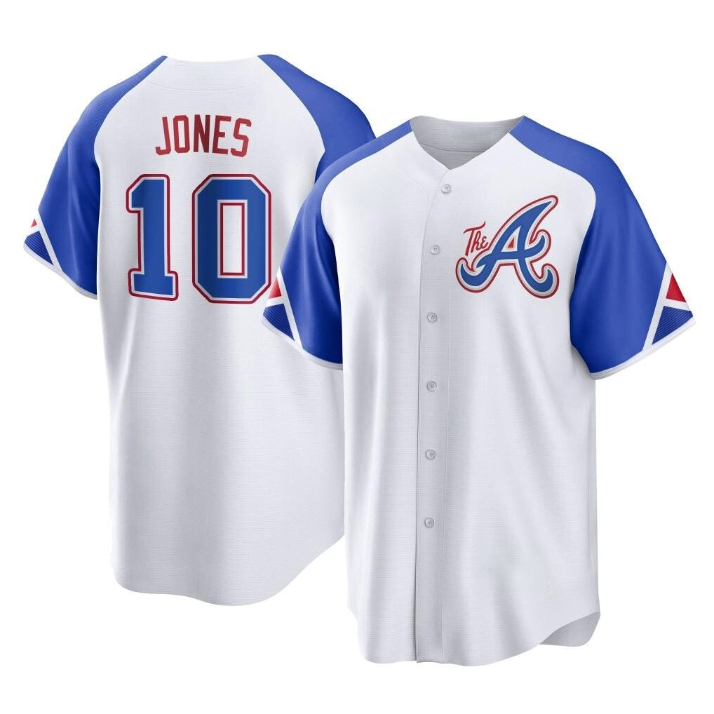 A.Braves #10 Chipper Jones Player White City Connect Home Game Ldoa Stitched Jerseys