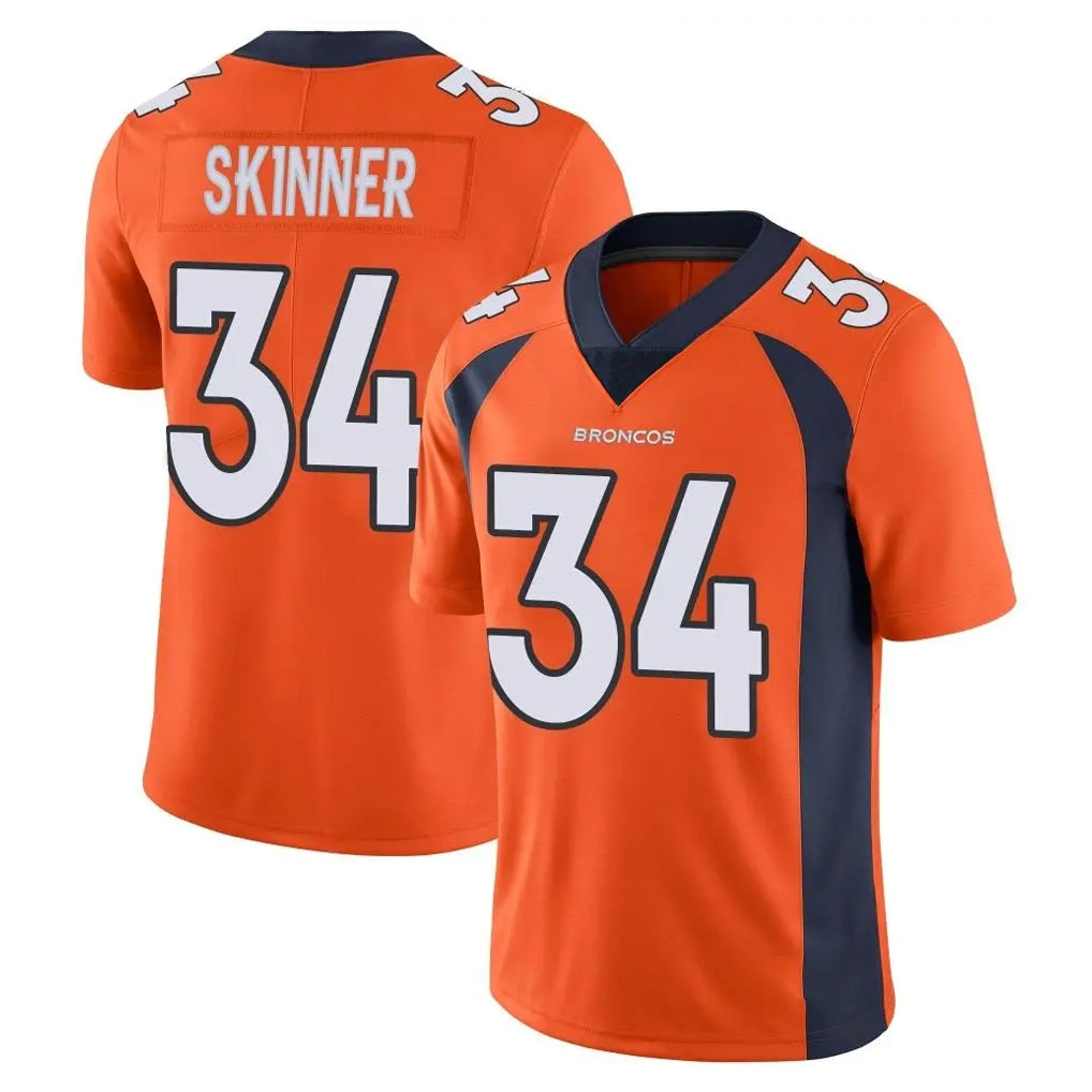D.Broncos #34 JL Skinner Player Orange Color Vapor Untouchable Limited Game Ldoa Stitched Jerseys