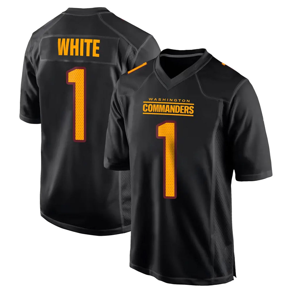 W.Commanders #1 Rachaad White Player Black Carbon Fashion Home Game Ldoa Stitched Jerseys