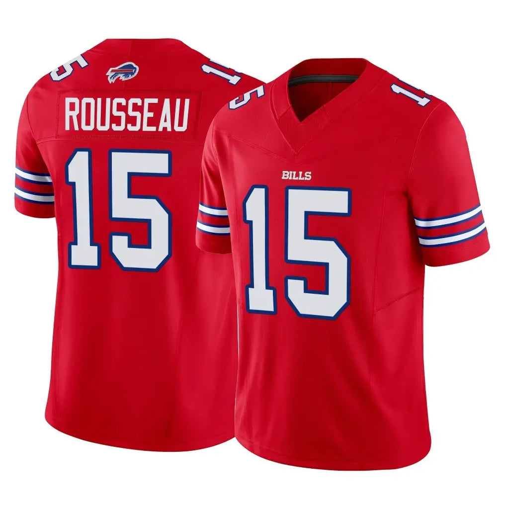 B.Bills #15 Greg Rousseau Player Red Vapor F.U.S.E. Jersey Limited Home Game Ldoa Stitched Jerseys