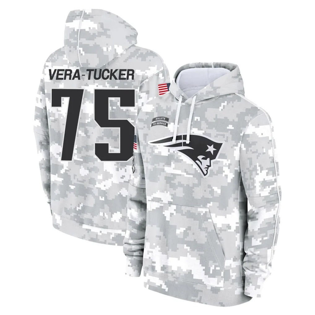 NE.Patriots #75 Alijah Vera-Tucker Player Arctic Camo Salute to Service Pullover Hoodies Limited Game Ldoa Stitched Jerseys